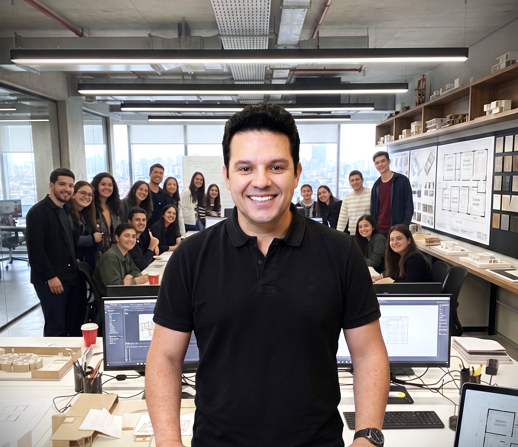 Reverton Felix Correia conduzindo treinamento BIM com equipe de arquitetura